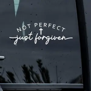 Cross Design Car Sticker, Not Perfect Just Forgiven Car Decal, Car Exterior Decoration Accessories for Car Window, Laptop, Truck, Sticker for Cars