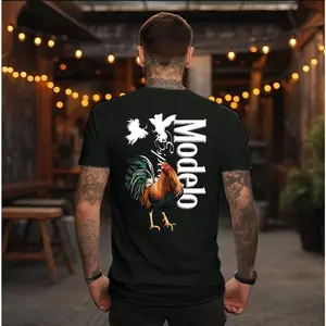 NewModelo Rooster T-Shirt - Bold Rooster Graphic With Dynamic Fighting Cocks , Perfect For Beer Lovers And Fiesta Enthusiasts , Casual Daily Wear , Relaxed Fit , Unisex Style , Unique Modelo Design Crewneck Menswear Classic(T)