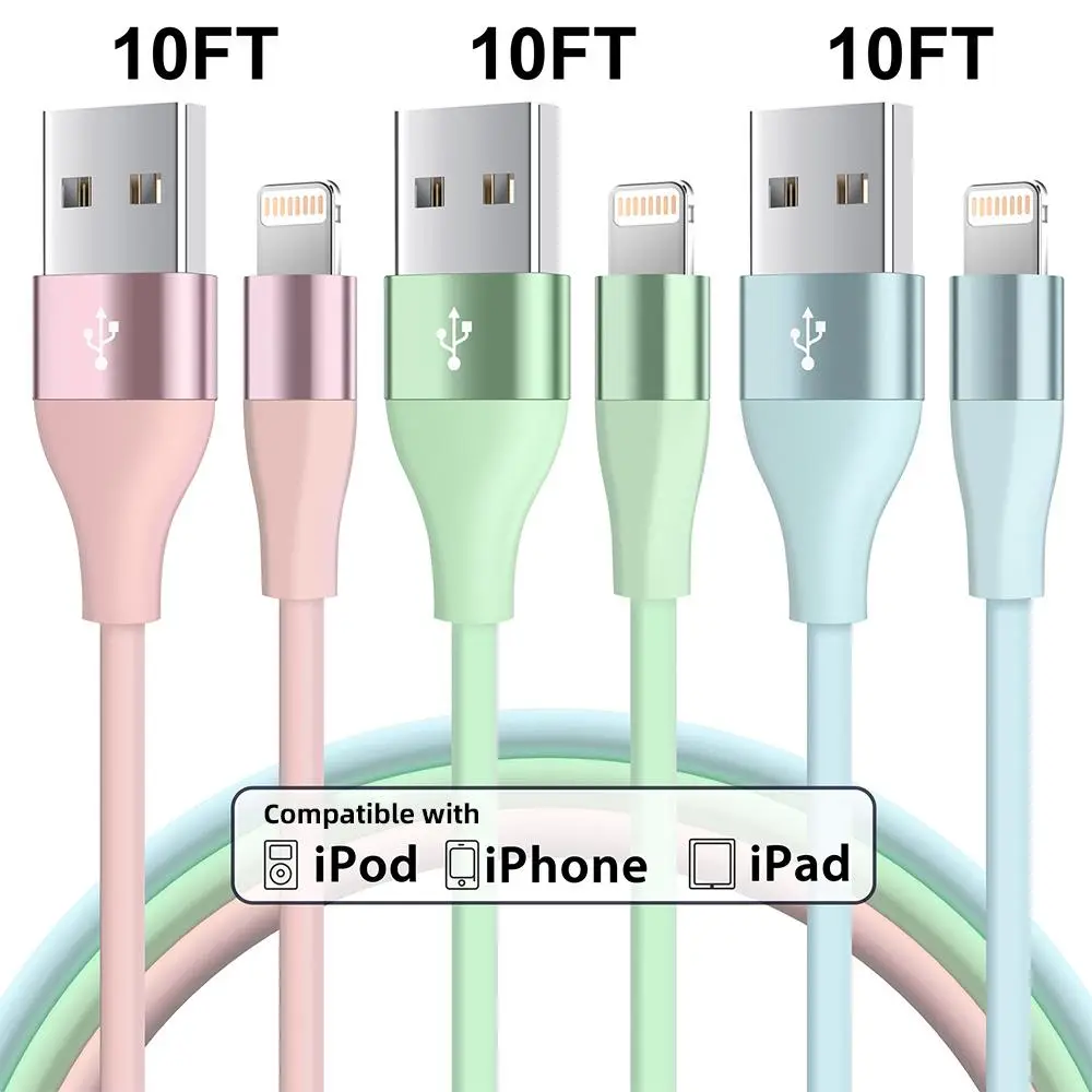 10FT Charging Cable for iPhone, [Apple MFi Certified] USB-A Portable Charger Data Cable Compatible with iPhone Apple/14/13/12ProMax/12Mini/11Pro/XS Ma