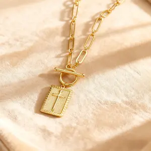 Cross Necklace for Women, Non-Tarnish Faith Jewelry with Toggle Clasp, Fashion Necklace Gifts for Women, Christian Faith, Communion, Birthday & Christmas