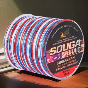 Sougayilang 320YDS super strong fishing line, 4-strand multi wire PE wear resistant braided wire, 10 -100 LB smooth long casting