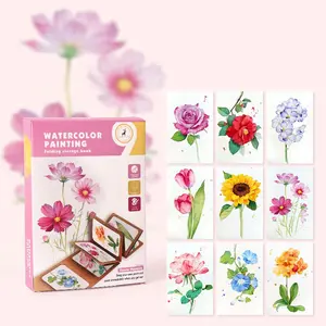 Watercolor Painting Set, 9 Sheets/set Watercolor Book with 1 Count Brush, Arts & Crafts Supplies for Adults & Teens, Water Coloring Books, Watercolor Workbook