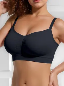 Seamless Gym Sports Bra for Women, Soft Breathable Thin Straps, No Underwire, Medium Support, Multiway Bras, Fitted Style, All Seasons, Seamless Workout, Wireless Sports Bras