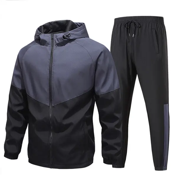 Men's 2-Piece Athletic Tracksuit | Hooded Jacket & Pants | Casual Sporty Style Men's 2-Piece Athletic Tracksuit | Hooded Jacket & Pants | Casual Sporty Style