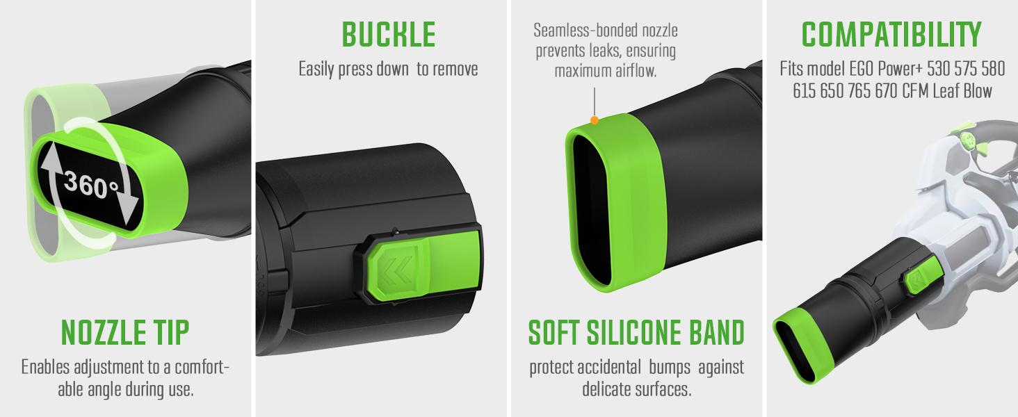 Car Drying Nozzle Compatible with EGO Leaf Blower Models 530 575 580 615 650 670 765, Compact Nozzle Attachment for Easy Snow & Leaves Removing, 360 ° Rotation & Scratch Protection, 9.5 in.