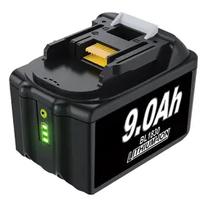 BL1860B 9.0Ah 18V Lithium Ion Battery Compatible with Makita BL1890B BL1850B BL1830B High Performance Battery with LED Display and Advanced Safety Features