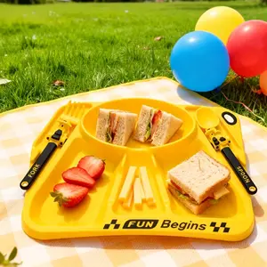Cartoon Motorcycle Tableware Set Fork Spoon Plate Food Bowl Non-Slip Heat-Resistant Food-Grade Material Safe Non-Toxic Ideal for Holidays Fun Begins Complete Set Food-Grade Material Safe Non-Toxic Great Holiday Gift