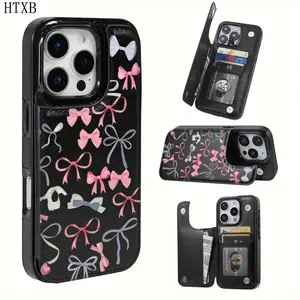 Trendy Bow iPhone Wallet Case - Stylish Ribbon Design Card Holder for iPhone 17/16/15 Pro Max 14 Plus/13/12/11 Pro Air