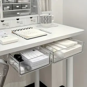 Under-Desk Drawer Organizer - Lightweight PET Storage Box, Paper Organizers for Office and Student Desks, Wall-Mounted Design