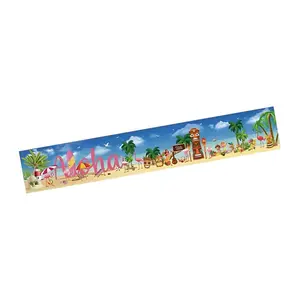 Polyester Hawaiian Theme Party Beach Party Backdrop Banner, 50x300cm Summer Birthday Luau Tropical Decorations Multicolor Festive Supplies