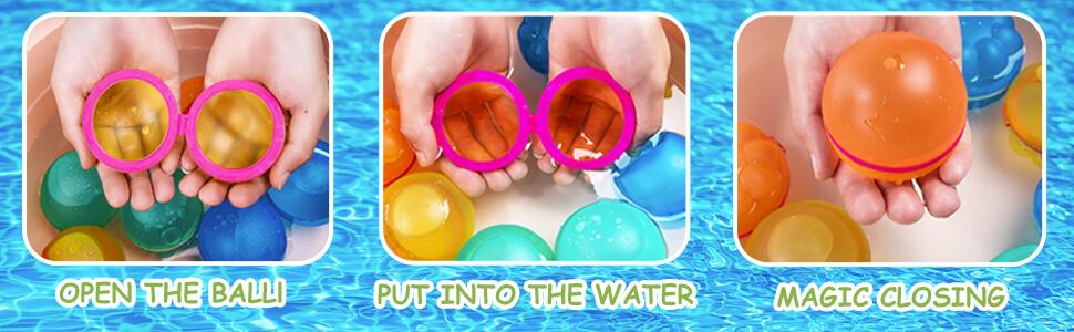 Reusable Magnetic Water Balloons 12 Pack – Silicone Self-Sealing Water Balls, Quick Fill Splash Toys, Leakproof Eco-Friendly Summer Pool Toys for Kids & Adults Outdoor Beach Fun