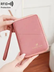 Solid Color Passport Case, Passport Wallet, Multi-functional Zipper Travel Card Holder, RFID Blocking Card Holder, Fashion Travel Accessories, Travel Essentials