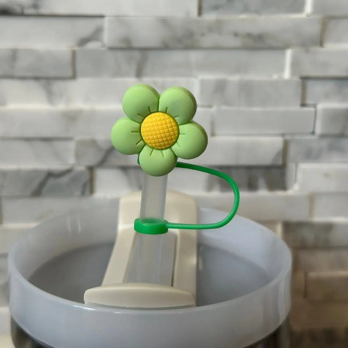 Green & Yellow Flower Straw Topper