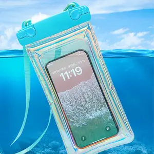1 Pcs waterproof phone bag, can float, touch screen, and take photos phone laser bag, swimming, diving, going out, water sports, water park drifting phone case with airbag, Swimming Accessories