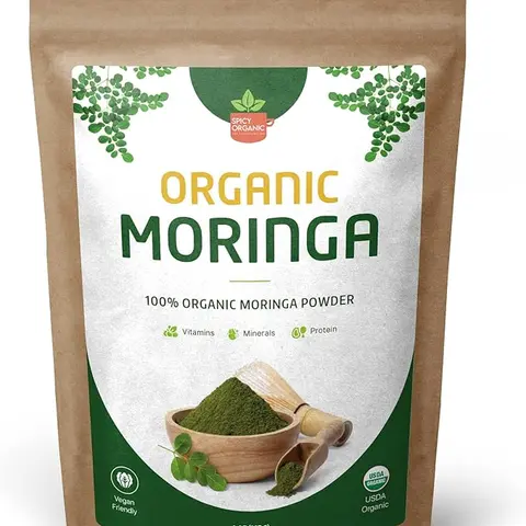 Green Moringa Superfood Powder 8 oz. - 100% Pure Moringa Oleifera Leaf Powder for Tea and Hair, Nutrient-Rich Energy Booster - Certified USDA Organic, Non-GMO, and Raw from India Beverage Drinks