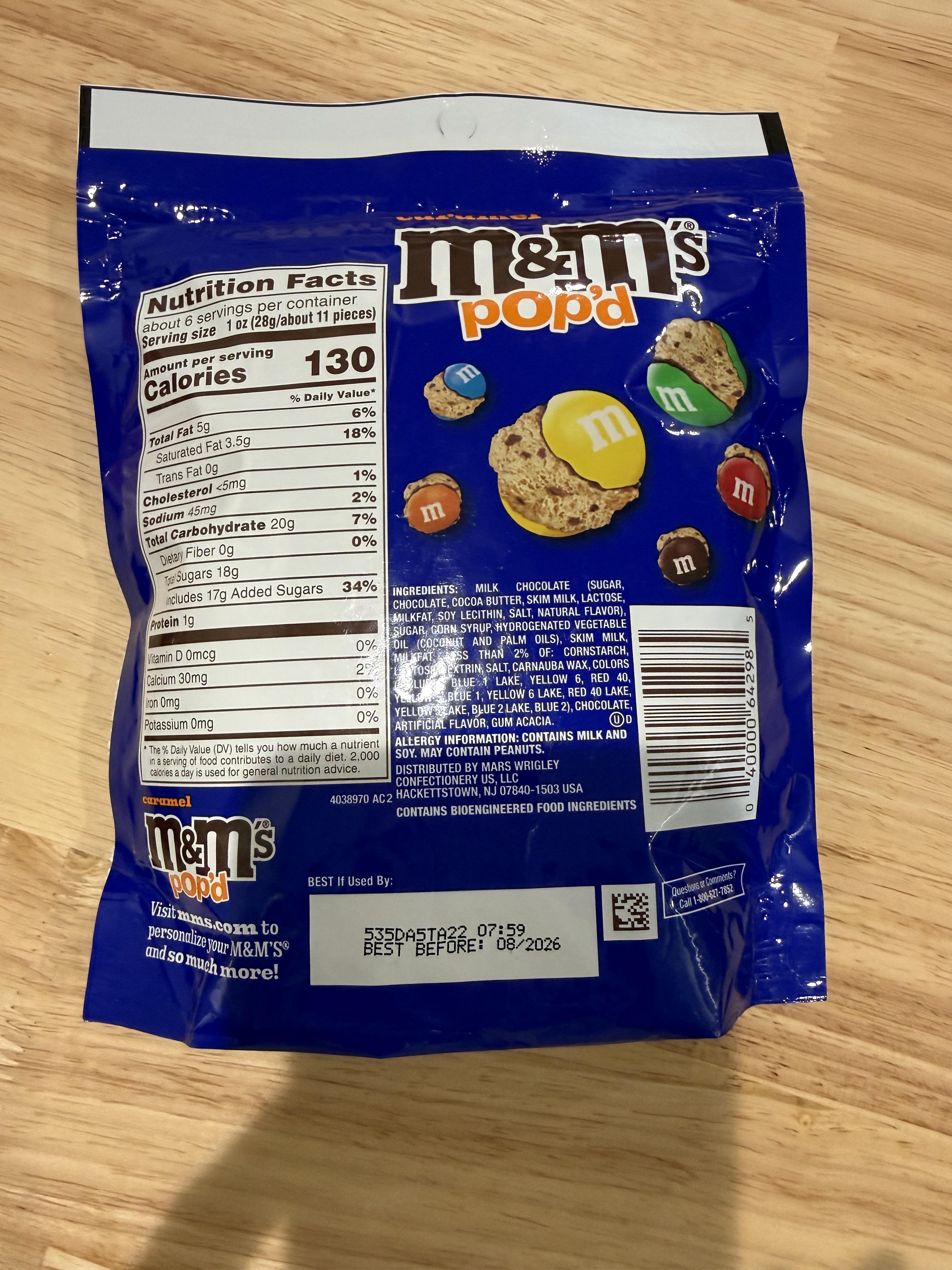 M&M Pop'd Chocolate crunchy snack