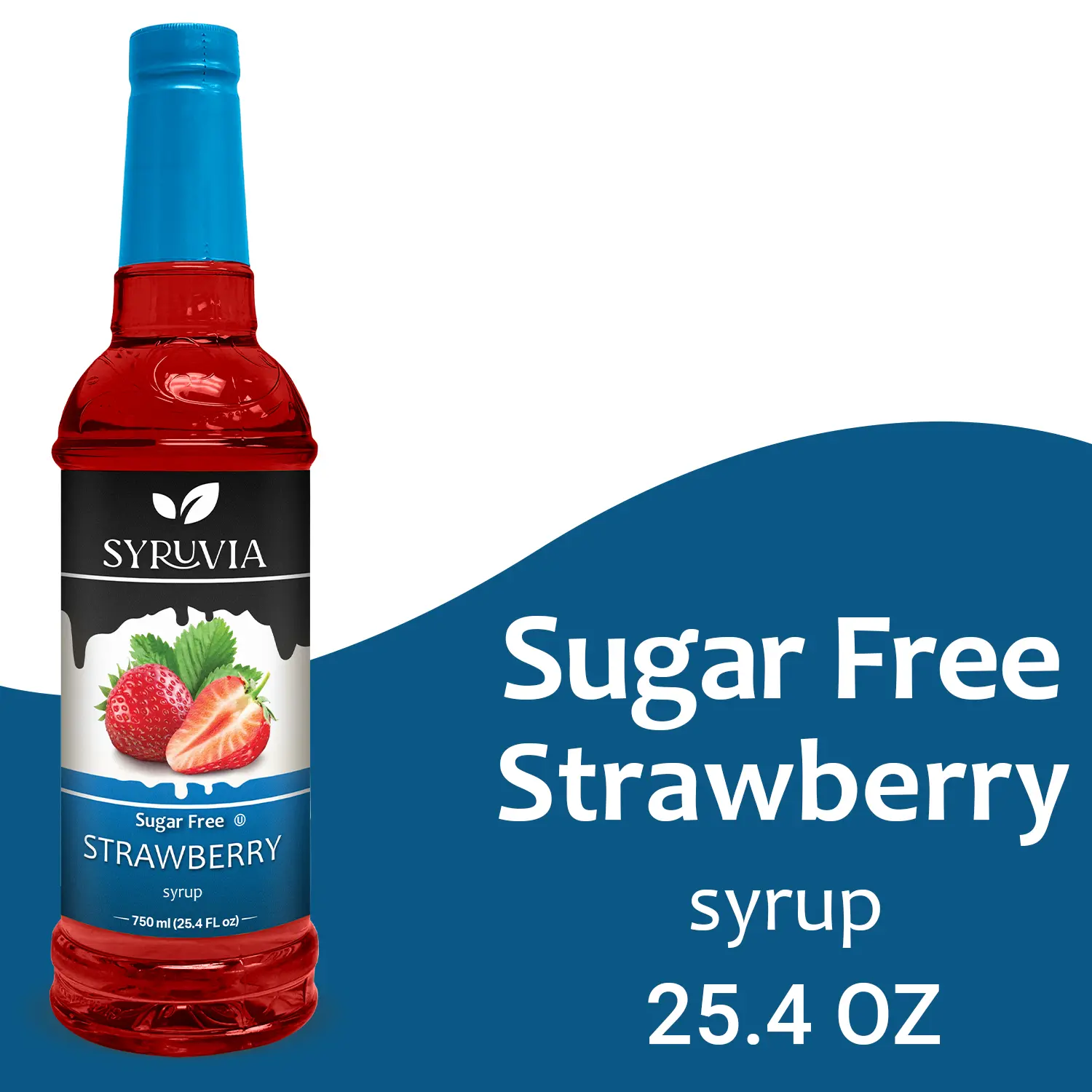 Syruvia Strawberry Sugar Free Coffee Syrup No-Calorie Coffee Sauce for Coffee, Lattes, Shakes, Smoothies, Desserts, 25.4 Fl. Oz