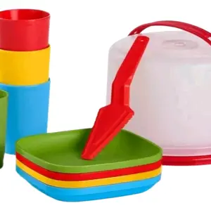 Tupperware Kids Play Container with Red Handle, Colorful Design, Ideal for Kids' Activities and Playtime