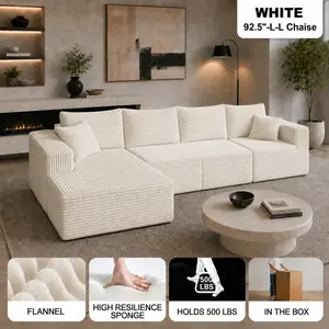 Compressed 4-in-1 Cloud Sofa Set – Modular Sectional Couch with Chaise Lounge, Armchair, Ottoman & Center Module for Small Apartment Living