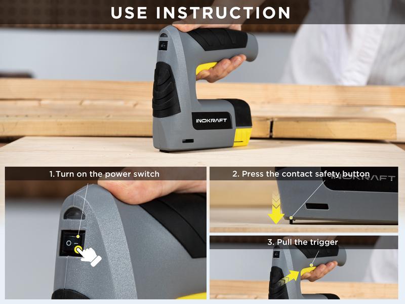 InoKraft 4V Cordless 2-in-1 Staple and Nail Gun, Light Duty Rechargeable for Upholstery, Wood, Carpentry, and DIY Projects InoKraft 4V Cordless 2-in-1 Staple and Nail Gun, Light Duty Rechargeable for Upholstery, Wood, Carpentry, and DIY Projects