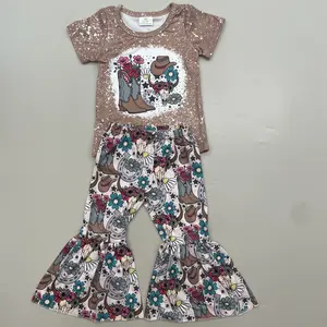 Girl Bell Bottom Set Western Outfit Girl Clothing Set