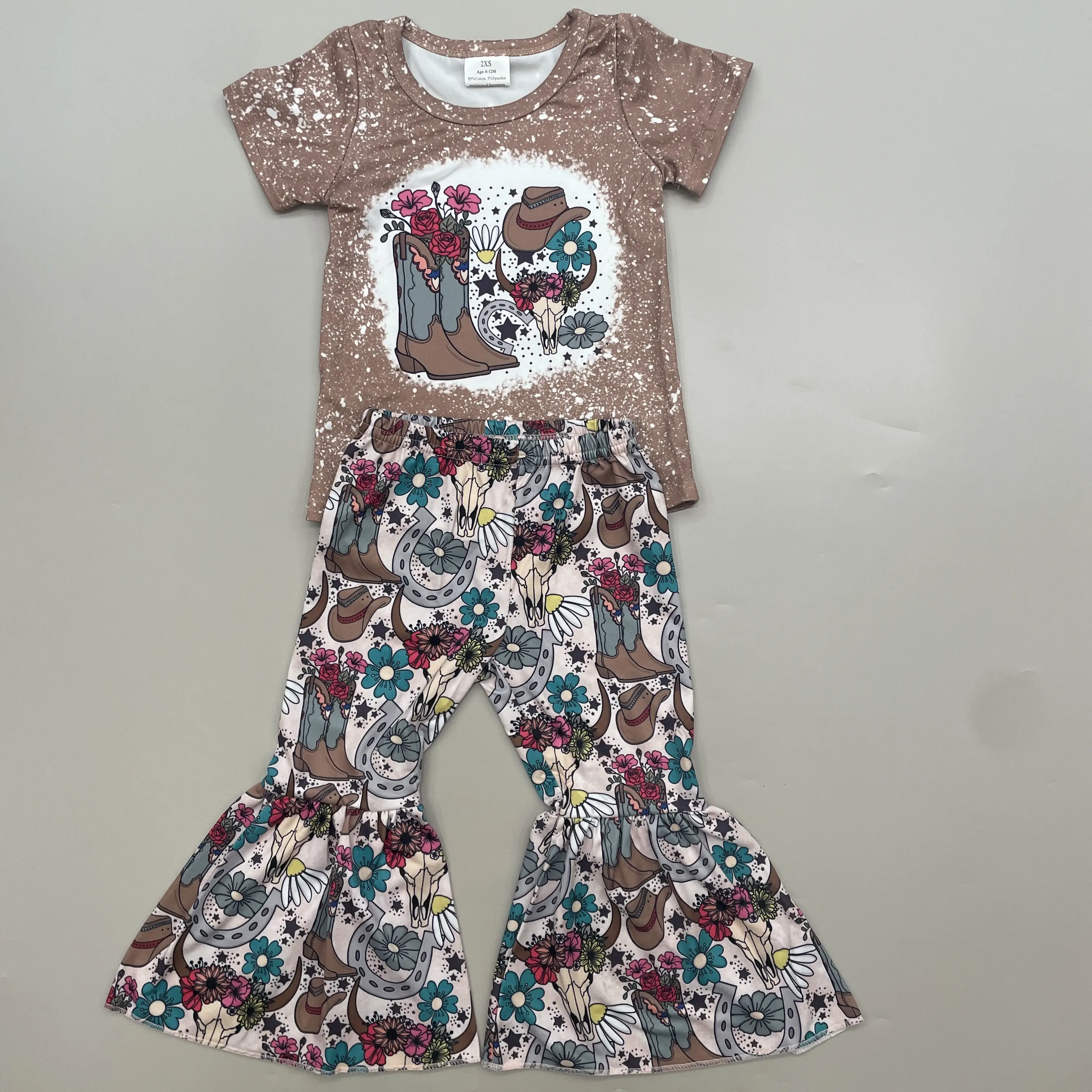 Girl Bell Bottom Set Western Outfit Girl Clothing Set