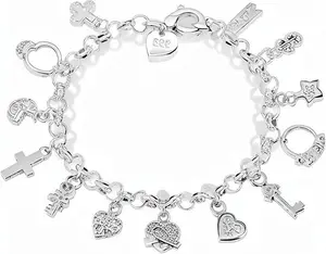 Easter Gift for Your Special Someone silver-colored alloy Thirteen Hanging Pieces Bracelet for Women, Elegant Gift Jewelry for Bracelets & Bangles Collection