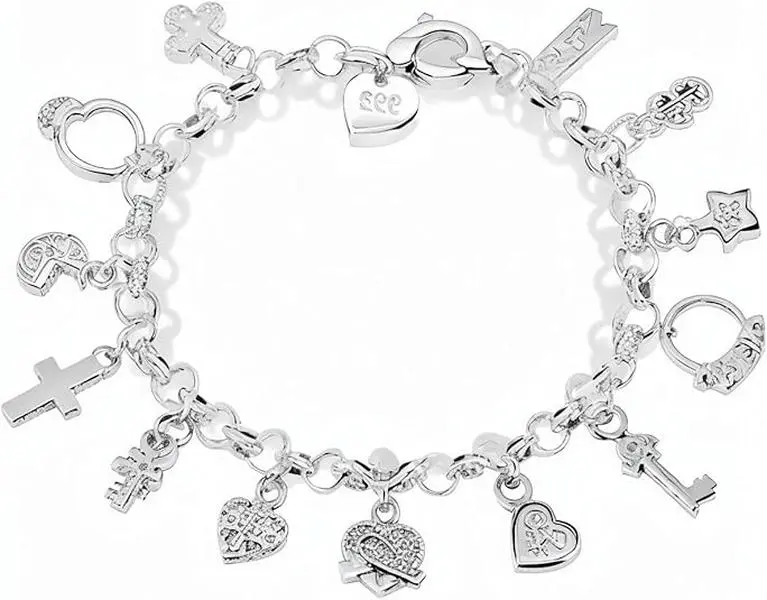 Summer Spring Gift for Your Special Someone silver-colored alloy Thirteen Hanging Pieces Bracelet for Women, Elegant Gift Jewelry for Bracelets & Bangles Collection