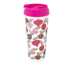 Martha Stewart Acrylic Thermal Mug, Festive Ornaments