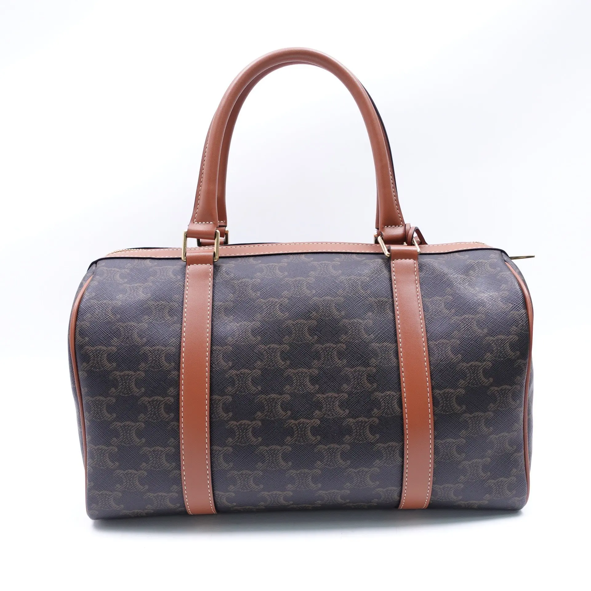 Pre-owned Celine Macadam coated canvas Boston Bag T10419953