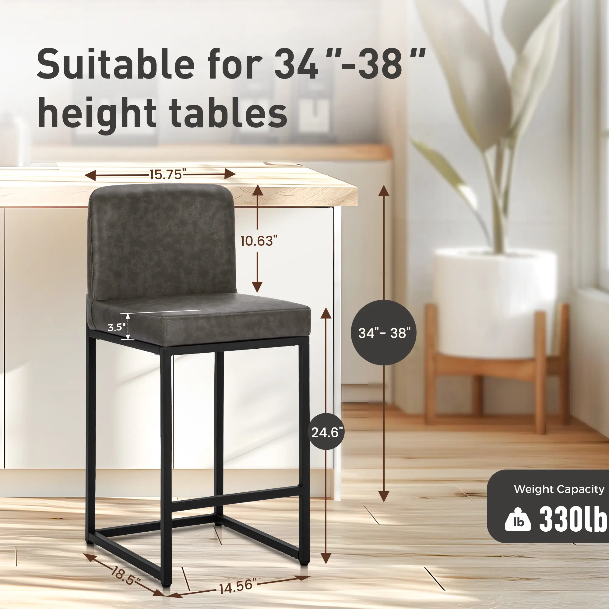 Gray Faux Leather + Black Square Frame