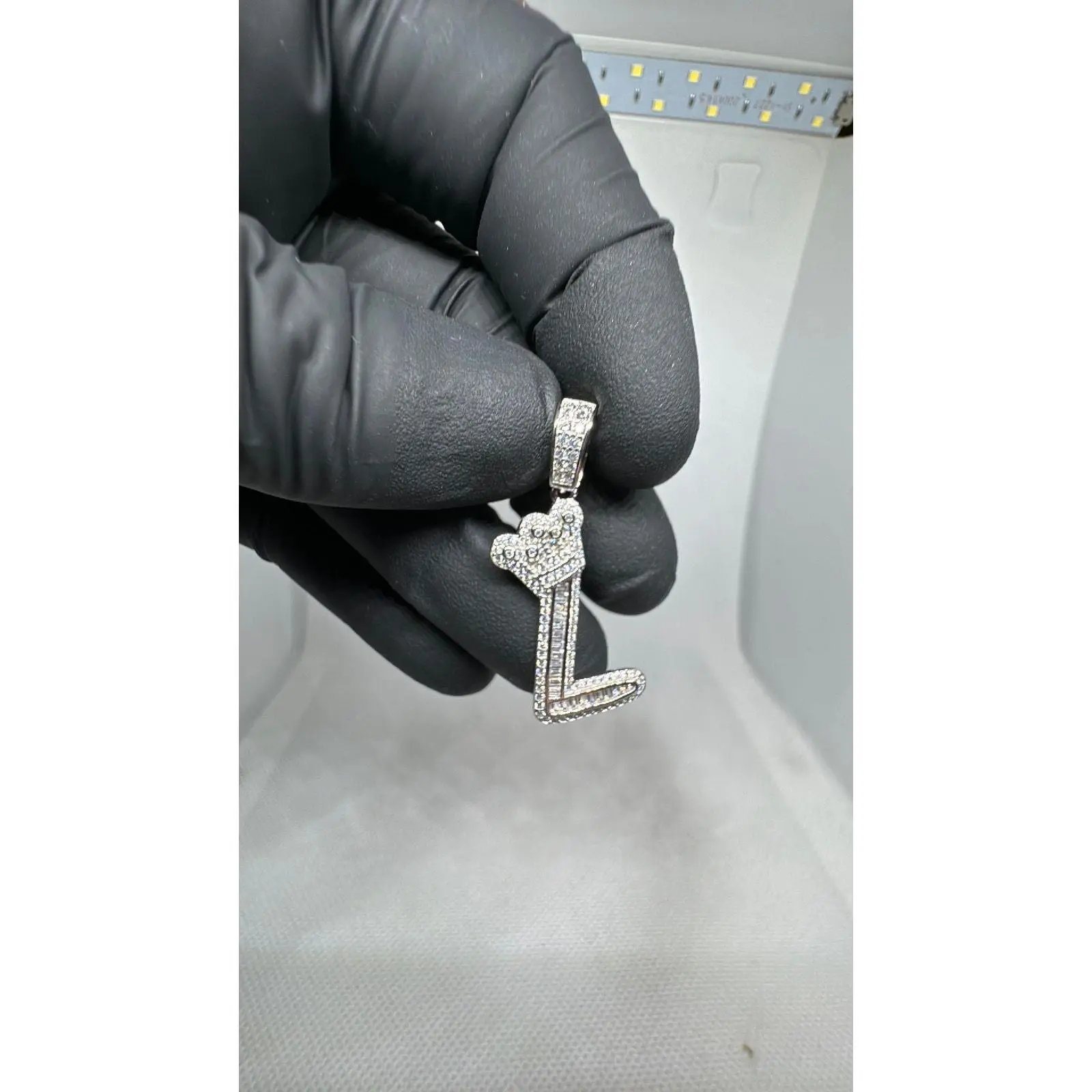 925 Iced L Pendant w/ crown