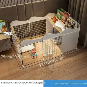 Pet Metal Fence-Delicious Indoor Dog Cage With Door, One Bedroom, One Living Room, One Bathroom, Free Space For Domestic Pets