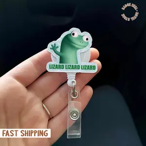 Viral Tiktok Lizard Badge Reel – Funny Gecko ID Holder, Trendy Nurse Name Badge, Aesthetic Hospital Clip, Cute Reptile Gift for Coworkers