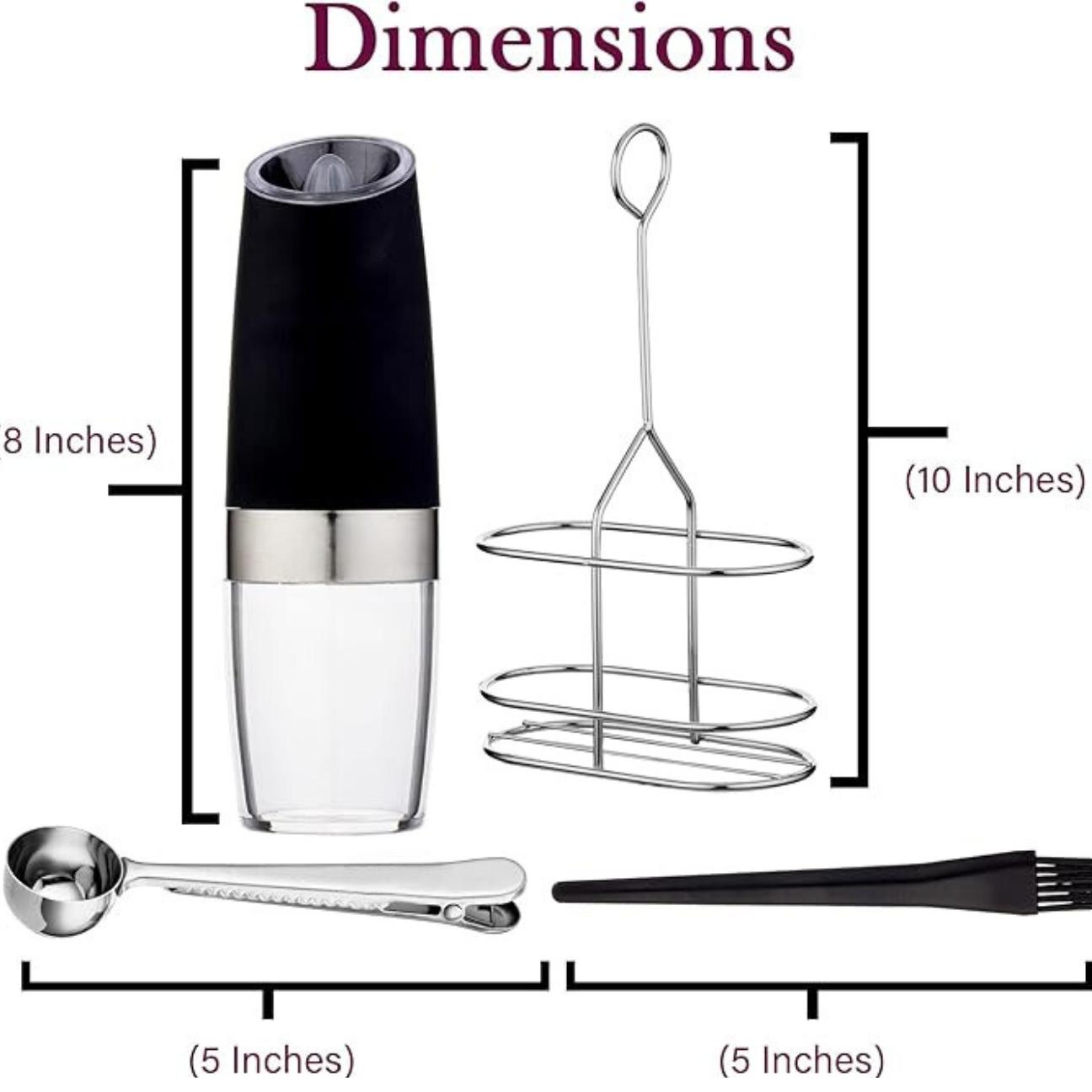 (2 Pack) Gravity Electric Salt and Pepper Grinder Set Battery Operated One Hand Automatic Operation, Adjustable Coarseness Mill Grinders Shakers LED Light, Kitchen Gadgets Stainless Utensils