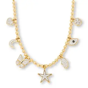 Rarities Fine Jewelry Rarities Gold-Plated White Zircon and Sapphire Charm Necklace