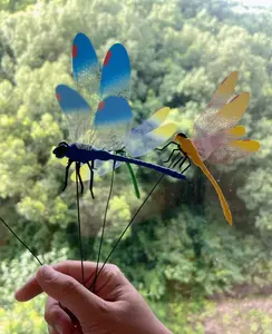 8pcs Versatile Hat Accessory,Indoor & Outdoor Fake Dragonfly Rod Clip, Dragonfly Clip Bug Repellent, 3D Artificial Dragonfly Hat Clips, Simulated Patio Decor Gardening, Multicolor Waterproof, Easy Attachment