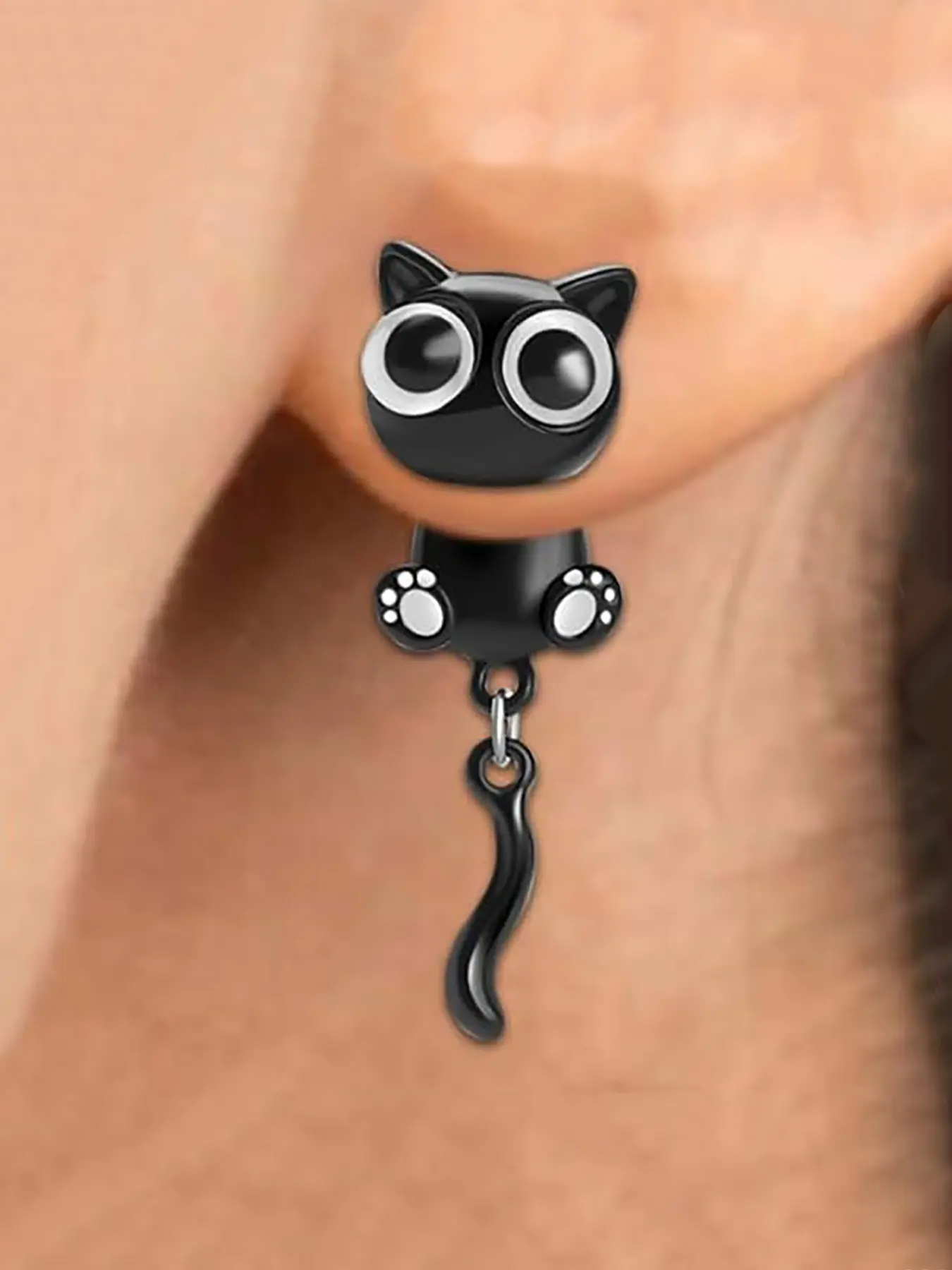 Cute Cat Earrings for Women, Fashionable High Quality Earrings, Cartoon Cat Claw Studs, Halloween Christmas Holiday Jewelry Gift, Punk Style Alloy Accessories