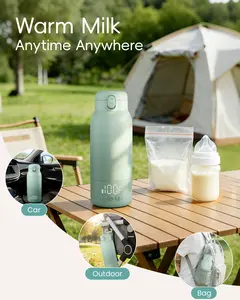 Portable Bottle Warmer for Travel, Baby Milk Warmer with   & Long Battery Life, 17 Ounces Large Capacity Bottle Warmer with Long-Lasting Keep Warm Function, Green