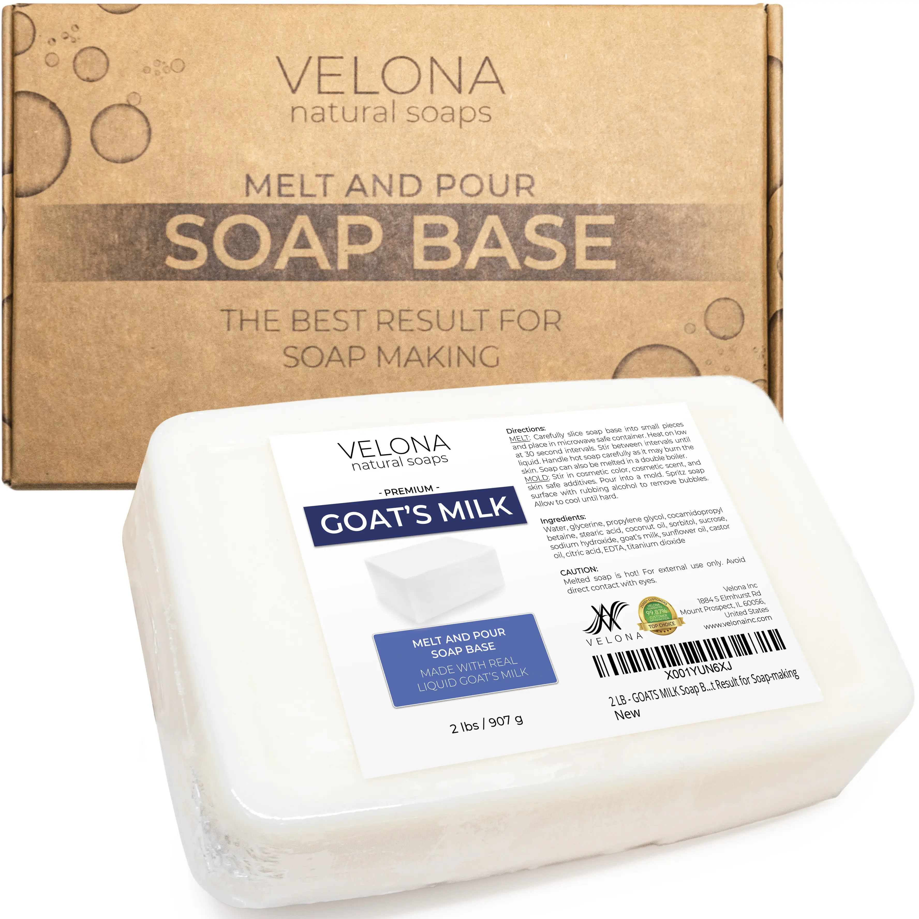 2 LB - Goats MILK Soap Base by Velona | SLS/SLES free | Melt and Pour | Natural Bars For The Best Result for Soap-making