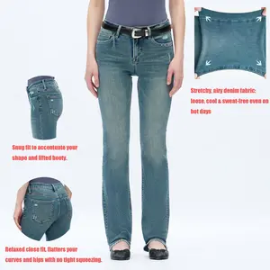 ONESO Women's Fitted High-Waisted Acidized Flared Jeans - Ripped Denim with Strategic Hollow Out Cutouts, Stretchy Body Hugging Snow Wash Bottoms, Casual All-Season Pants, Hollow Out Jeans