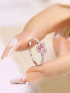 Heart Artificial Zircon Ring, Solitaire Engagement Rings, Candy Color Gemstone, Sweet Girl Must Have, Perfect for Anniversary, Christmas, Birthday, Wedding