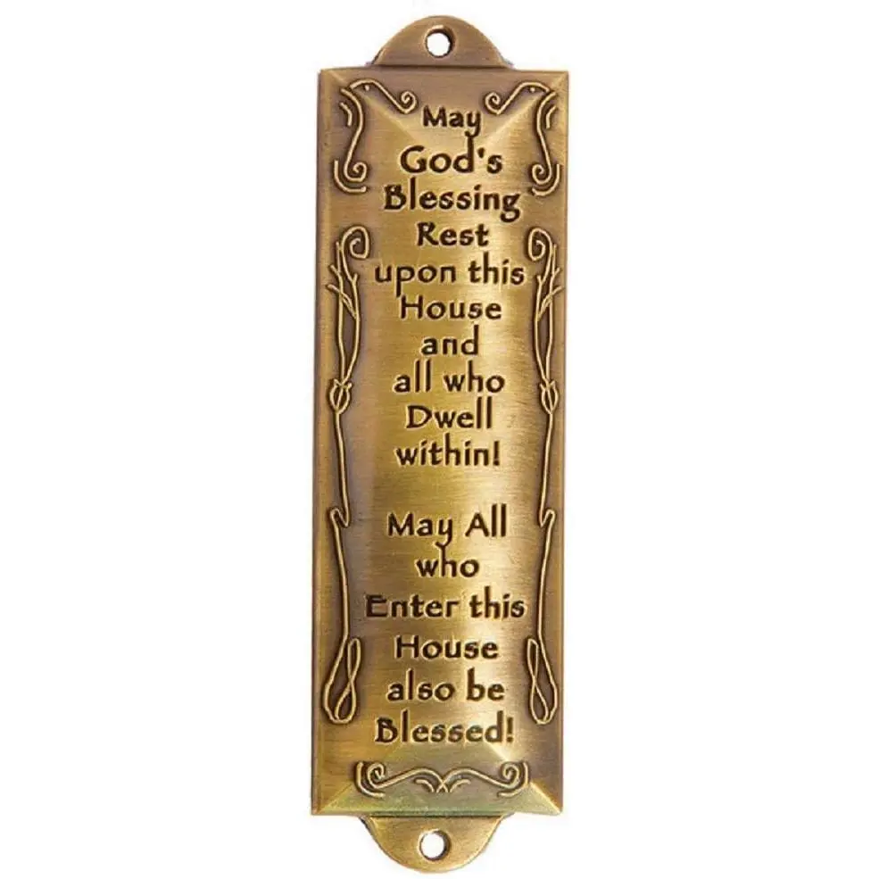 1 X Bless This House Brass Mezuzah with Hebrew Parchment in Gift Box & Placement Guide by Unbranded