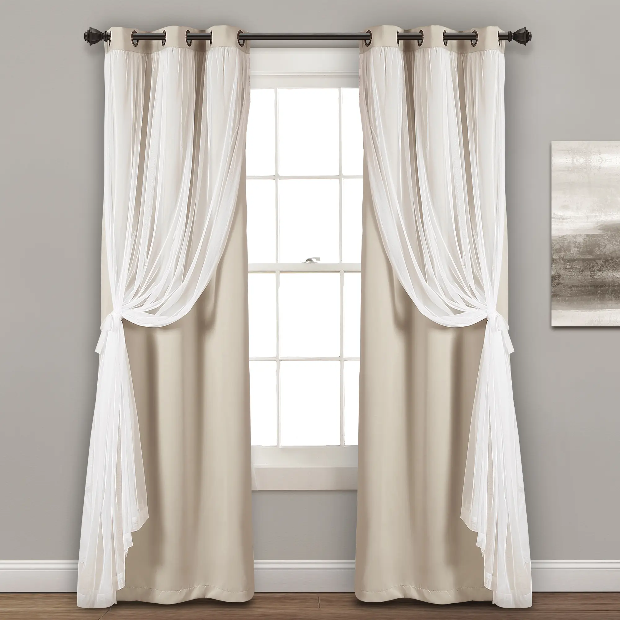 Lush Decor Grommet Sheer Curtains With Insulated Room Darkening Curtain Lining, Pair, 38"W x 45"—120‘’ L - Curtains for Bedroom or Living Room Lush Decor Grommet Sheer Curtains With Insulated Room Darkening Curtain Lining, Pair, 38"W x 45"—120‘’ L - Curtains for Bedroom or Living Room