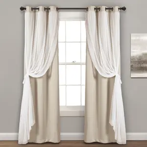 Lush Decor Grommet Sheer Curtains With Insulated Room Darkening Curtain Lining, Pair, 38"W x 45"—120‘’ L - Curtains for Bedroom or Living Room Lush Decor Grommet Sheer Curtains With Insulated Room Darkening Curtain Lining, Pair, 38"W x 45"—120‘’ L - Curtains for Bedroom or Living Room