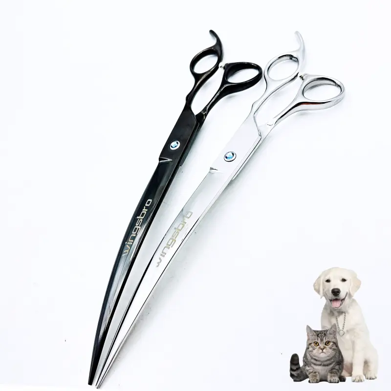 wingsbro 9 inches Professional Pet Grooming Curved Scissors, Ideal for Dogs & Cats - Durable & Precise Cutting Tools