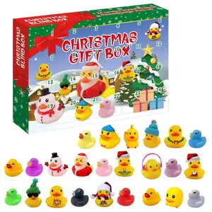 PrimPick Christmas countdown blind box, 1 box of random cute 24-compartment duck Christmas gift box, Christmas party gift, gathering gift for friends, family, classmates, teachers, Christmas arrival calendar, Themed Gift Box