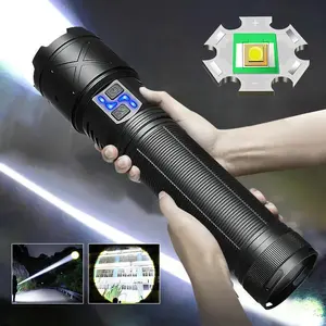 High Power 3.0 LED High Lumens Flashlight, 15000mAh Rechargeable Large Capacity Built-in Battery Torch Light, Portable Zoom Ultra Bright Handheld Flashlight