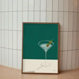 Martini Cocktail Minimalist Poster | Drinks Poster | Art Deco Poster | Cocktail Wall Art | Housewarming Gift | Bar Decor Unframed