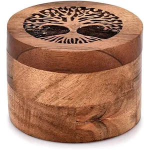 Samhita Wood Urn for Human Ashes, Tree of Life Wooden Box Urns for Ashes - Cremation Pet Urns for Dogs Ashes, Urn for Ashes (3.5" x 3.5" x 2.5")